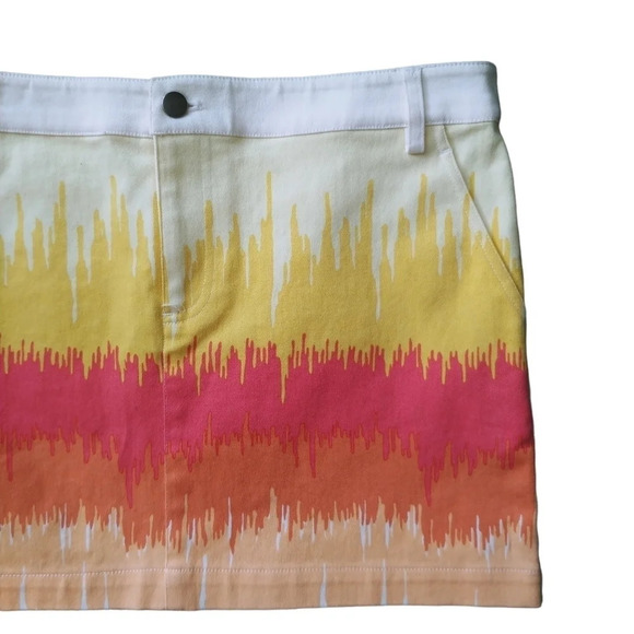 Tibi Colorful Beige Denim Jean Mini Skirt Ombre, 8 - Picture 3 of 8